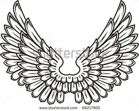 450x360 Eagle Wings Spread Clipart Black And White Stock Vector Detailed