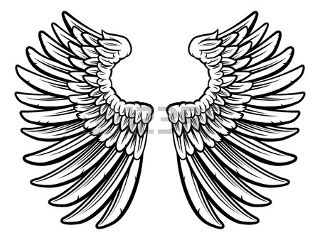 450x338 Pair Of Spread Out Eagle Bird Or Angel Wings Royalty Free Cliparts