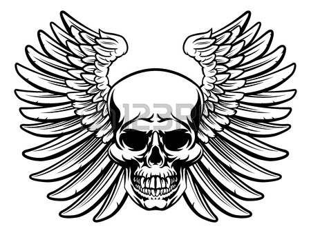 450x338 Human Skull With Eagle's Wings On An Empty Background Royalty Free
