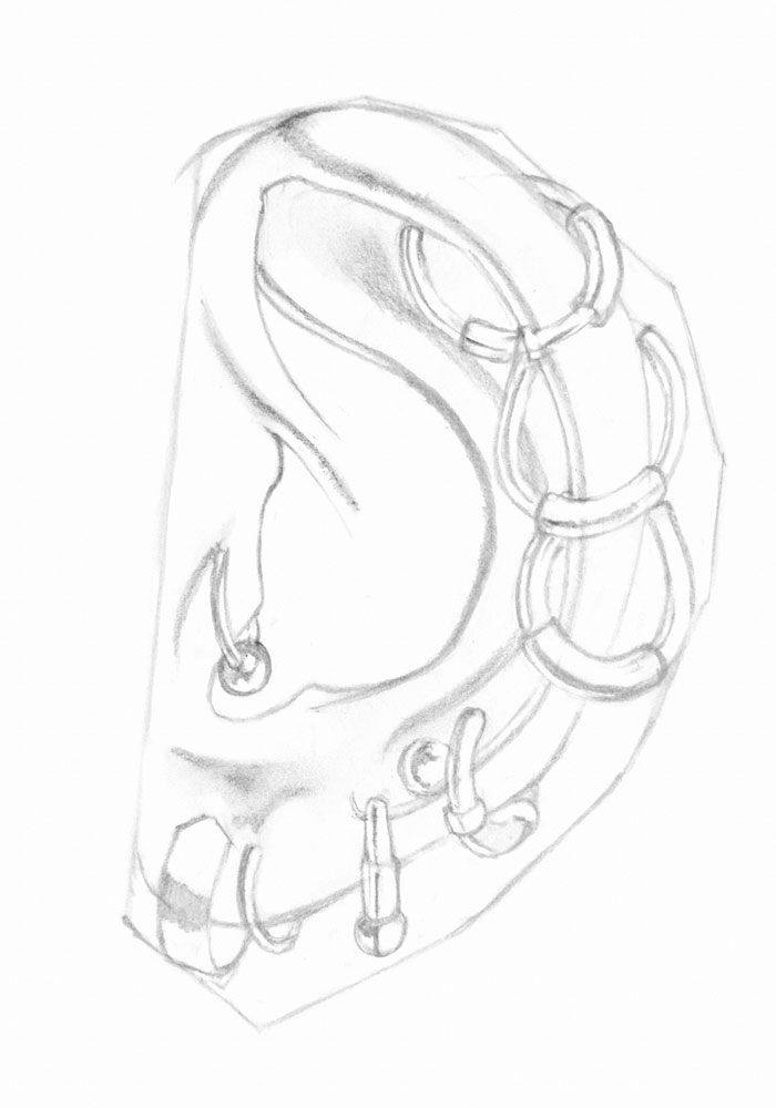 700x1000 How To Draw An Ear With Piercings Let's Draw People