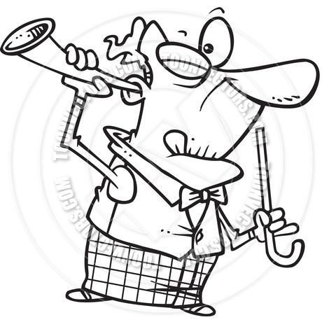 460x460 Cartoon Ear Trumpet (Black And White Line Art) By Ron Leishman