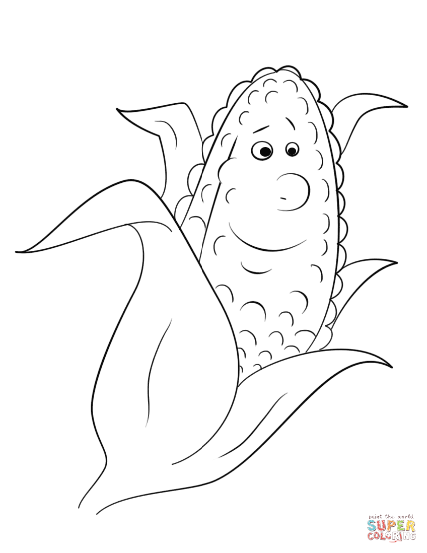848x1098 Ear Of Corn Cartoon Character Coloring Page Free Printable
