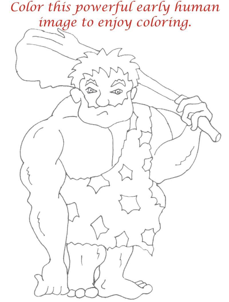 800x1054 Early Humans Printable Coloring Page For Kids 13