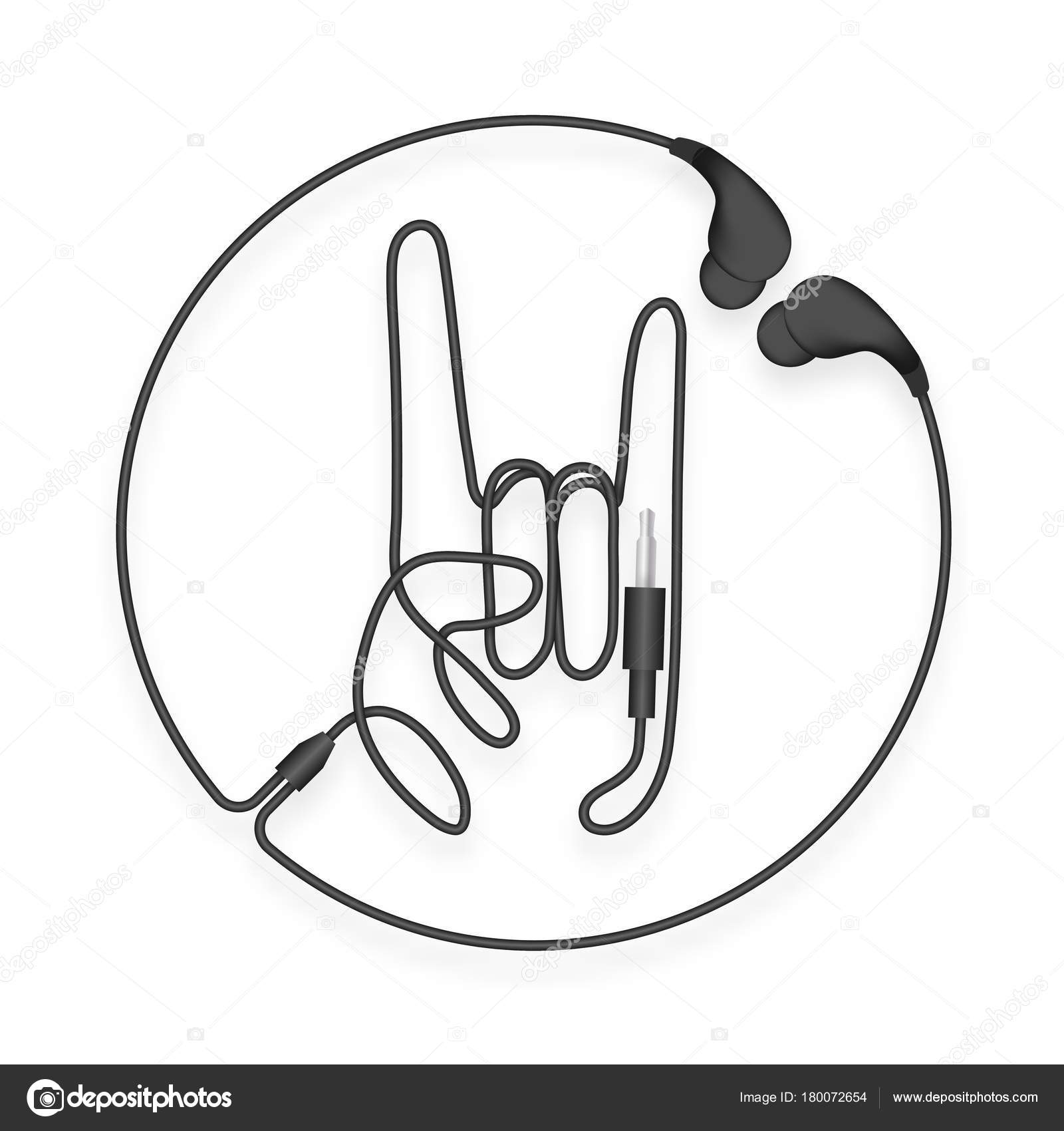 1600x1700 Earphones Ear Type Black Color Rock Hand Sign Language Circle