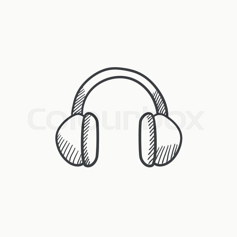 800x800 Headphone Vector Sketch Icon Isolated On Background. Hand Drawn