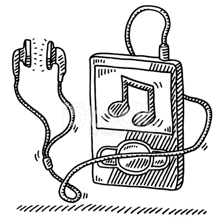 440x440 Mp3 Player Music Note Earphone Drawing Stock Vector