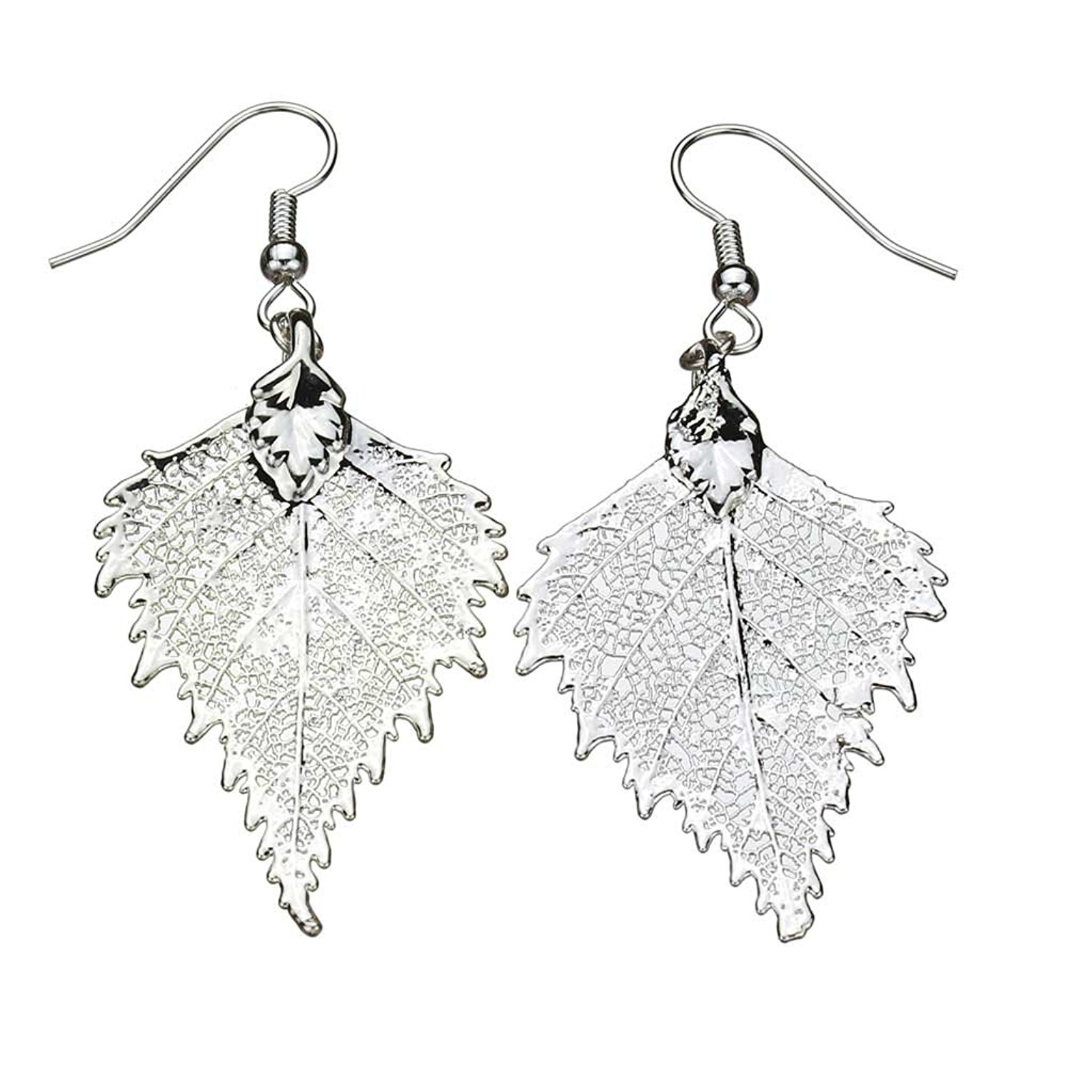1500x1500 Silver Plated Birch Leaf Earrings Dangle Earrings