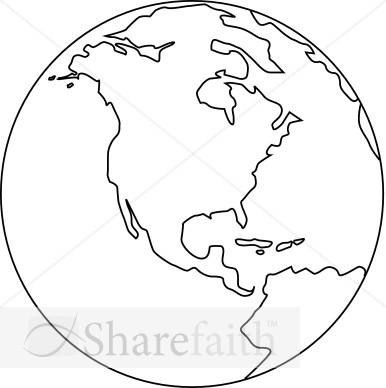 386x388 The Earth Clipart Black And White