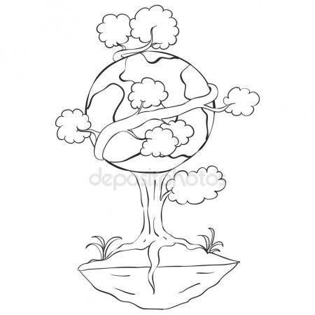 450x450 Hand Draw Tree World For Earth Day Stock Vector Kongvector