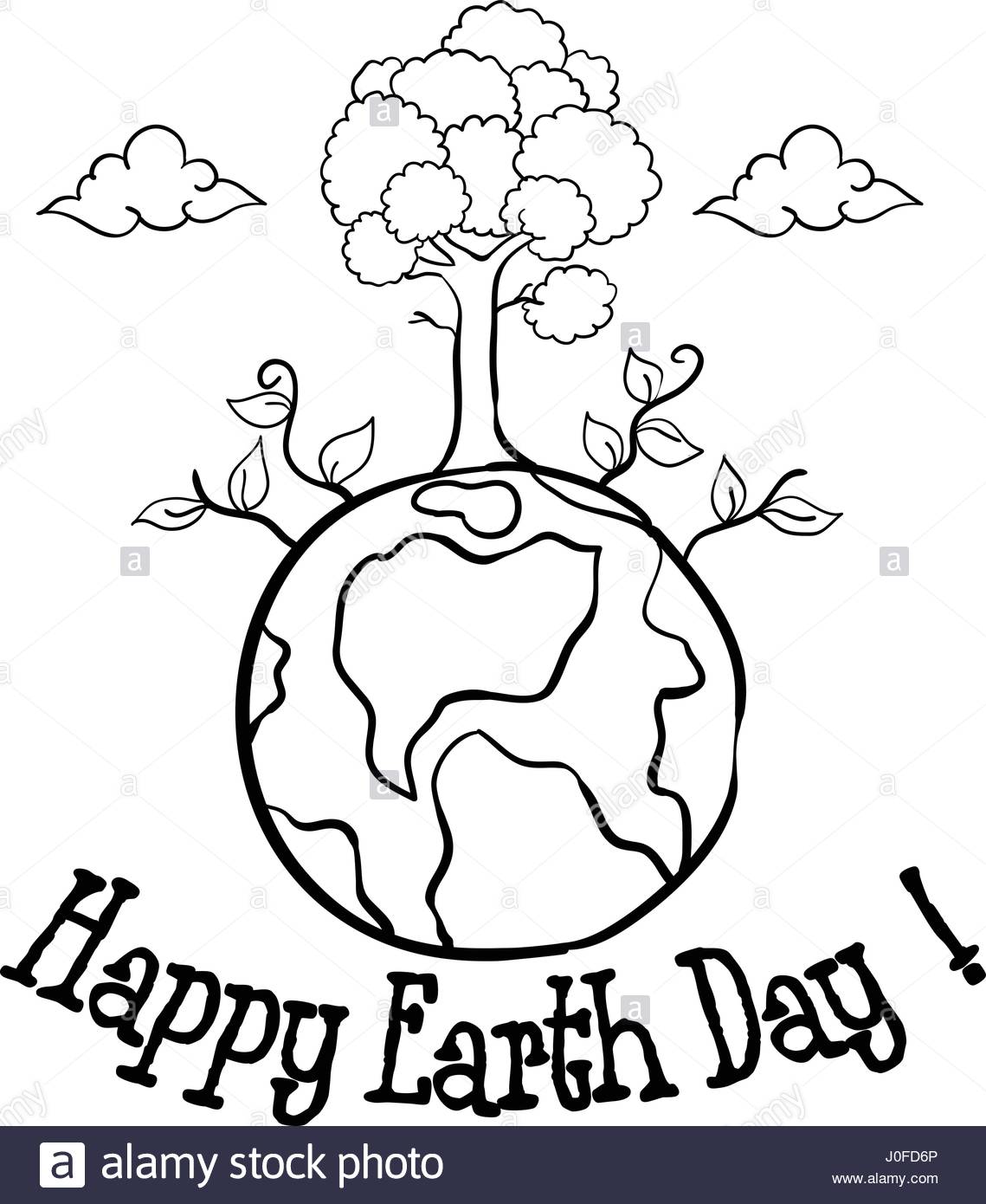 1139x1390 Happy Earth Day With Tree Hand Draw Stock Vector Art