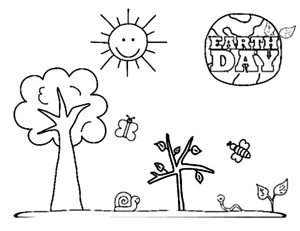 600x463 A Kinds Drawing About Earth Day Coloring Page