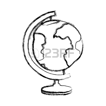 450x450 Monochrome Hand Drawn Silhouette Of Map World Sphere Vector