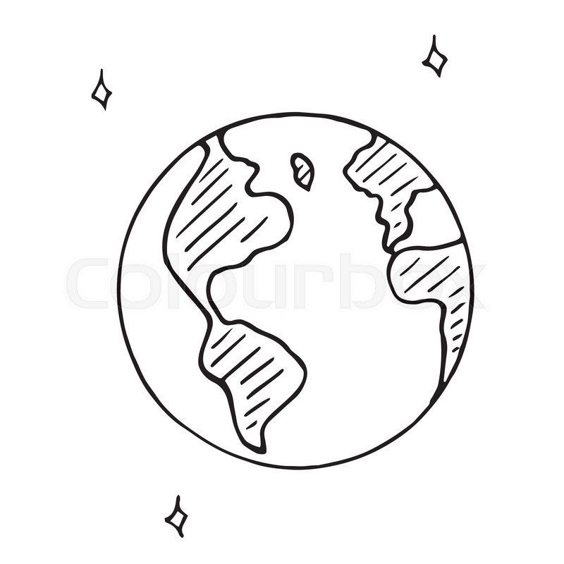 800x800 Vector Doodle Globe Icon, Hand Drawn Earth Isolated Stock Vector