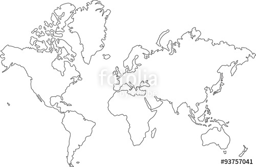 500x326 Freehand World Map Sketch On White Background. Stock Image