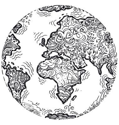 380x400 Planet Earth Sketched Doodle Vector