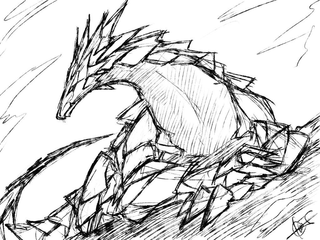 1024x768 Sketch Earth Dragon By Taehyun