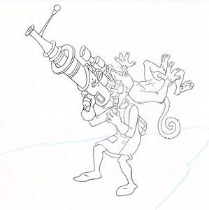 299x300 Earthworm Jim Professor Monkey Production Animation Cel Drawing