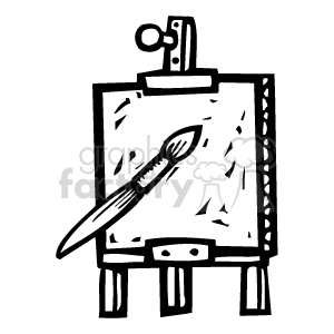300x300 Royalty Free A Black And White Easel Holding A Canvas And A Brush