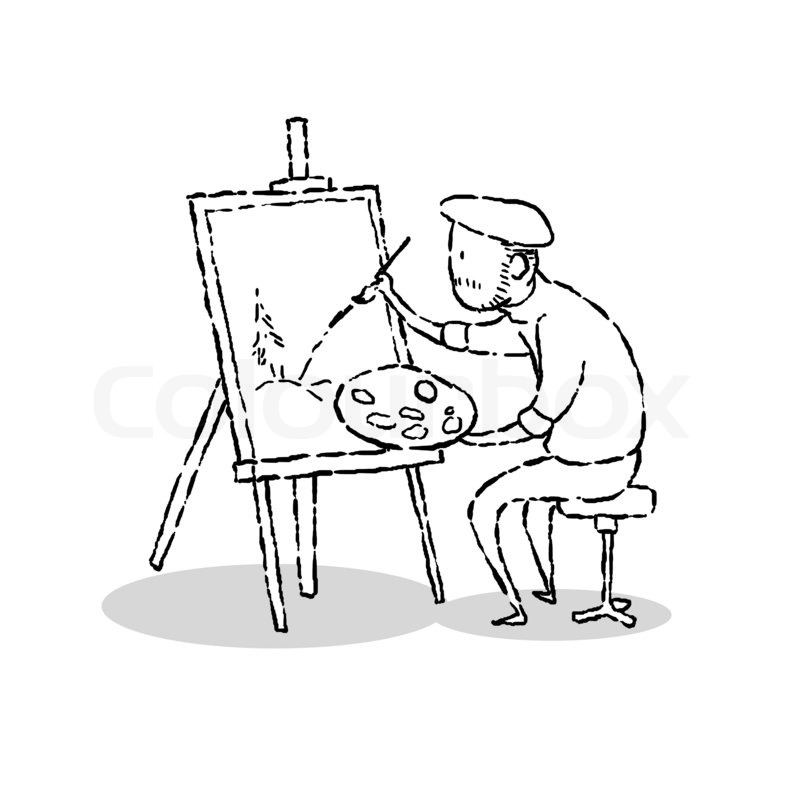 800x800 Image Drawing Cartoon Style Of Man Drawing Picture Stock Photo
