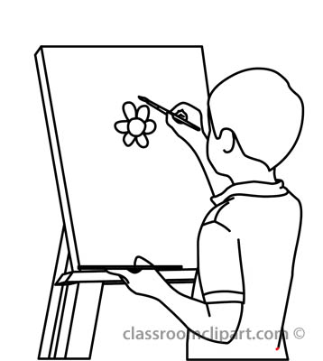 358x400 School Clipart Art Easel Outline