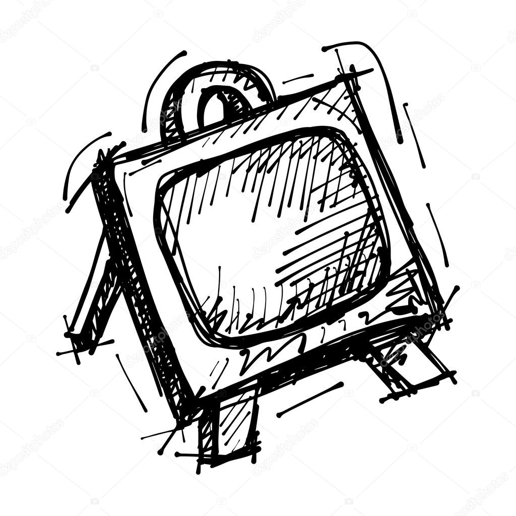 1024x1024 Black Sketch Drawing Of Easel Stock Vector Karakotsya