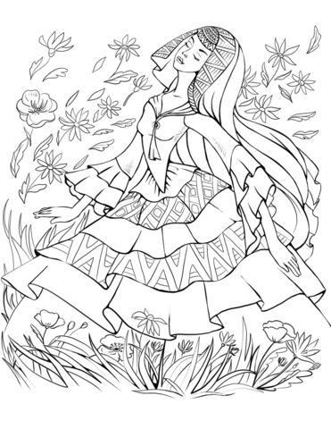 371x480 Woman From The East In A Traditional Dress Coloring Page Free