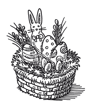 366x439 Easter Basket Drawing Stock Vector