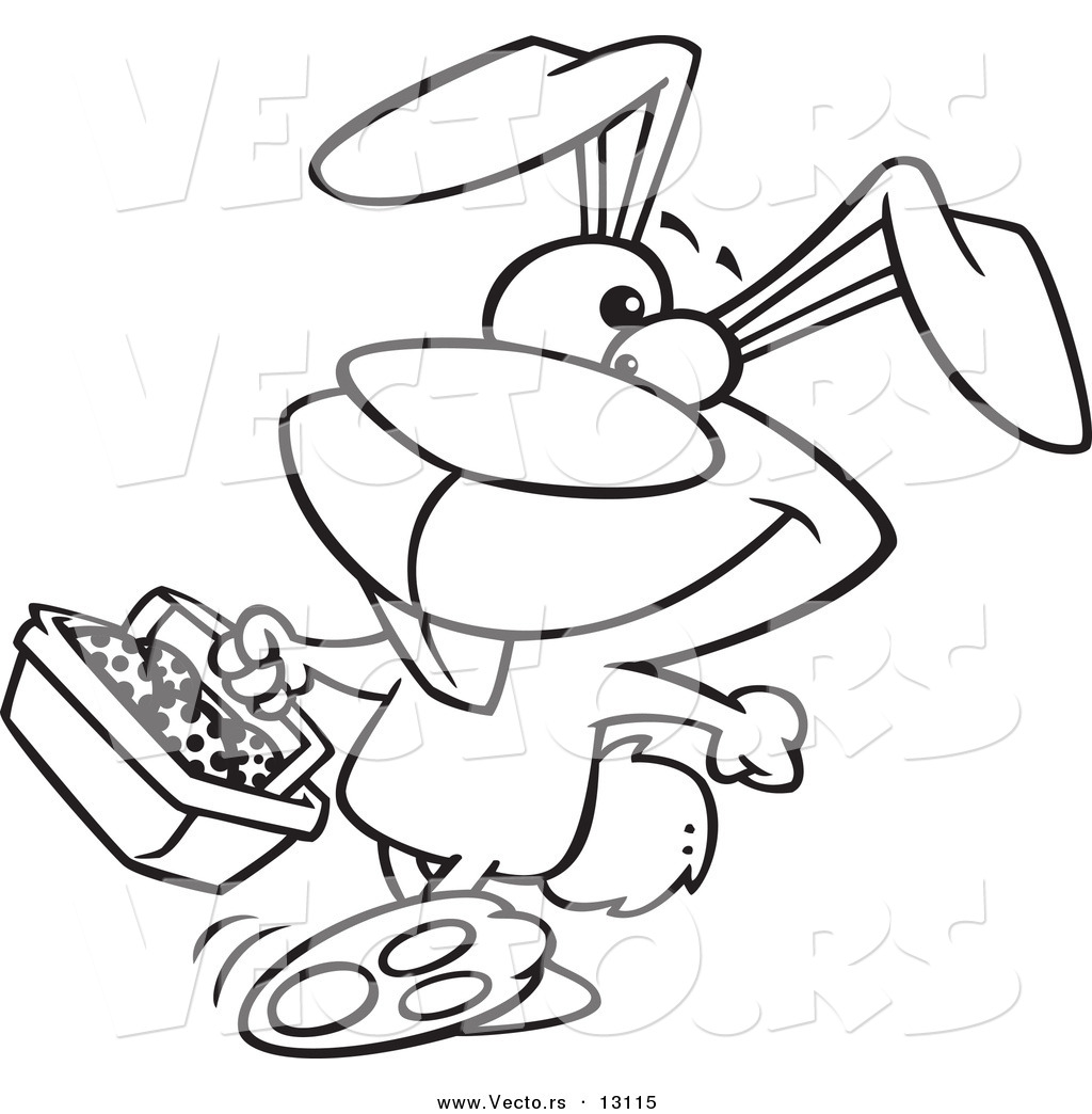 1024x1044 Vector Of A Cartoon Happy Easter Bunny Carrying A Basket Of Eggs