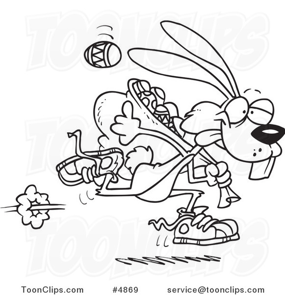 581x600 Cartoon Black And White Line Drawing Of An Easter Bunny Running