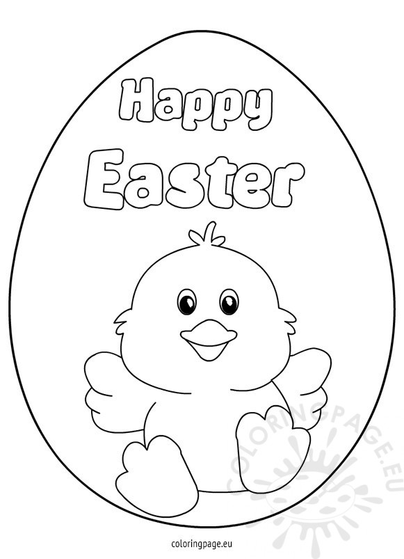 581x803 Happy Easter Chick Colouring Page