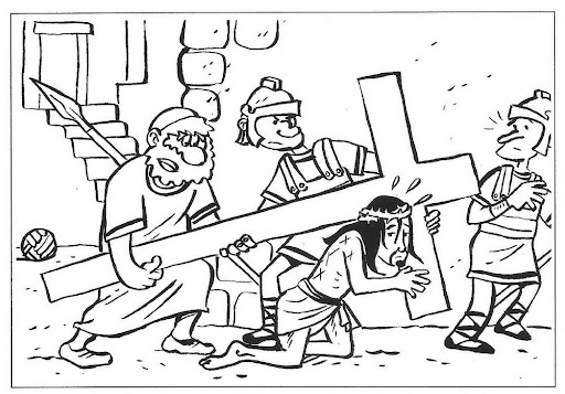 512x357 Drawings To Color Easter Week Jesus Carrying The Cross Coloring
