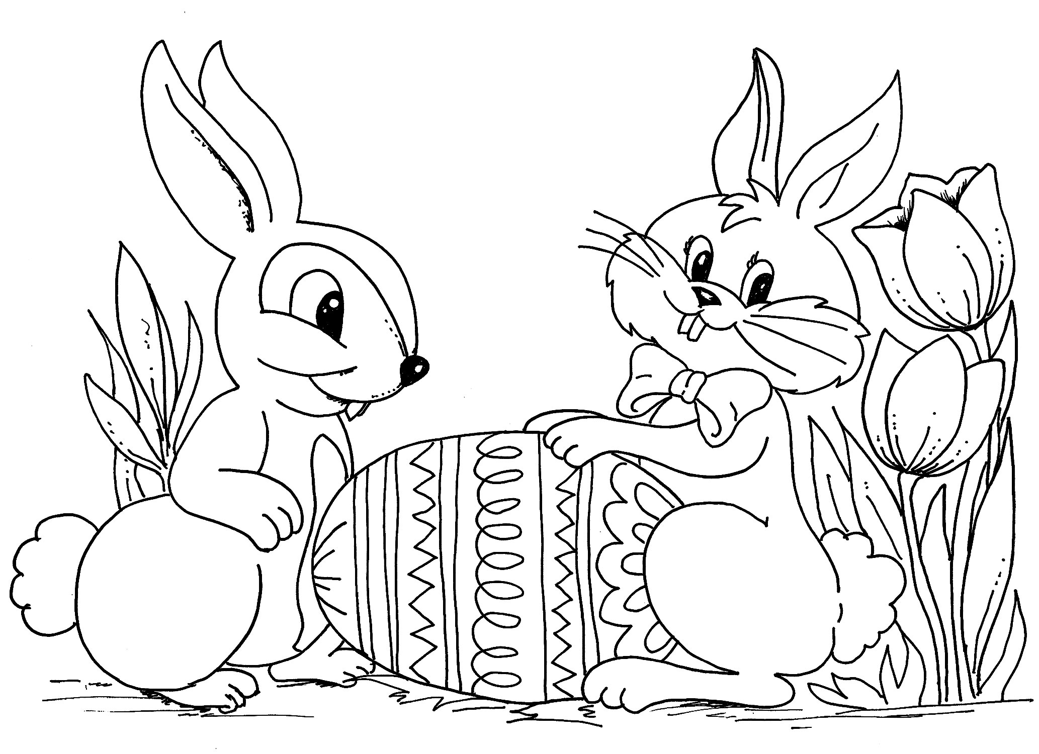 2066x1500 Easter Images To Colour For Kids Day Bunny Coloring