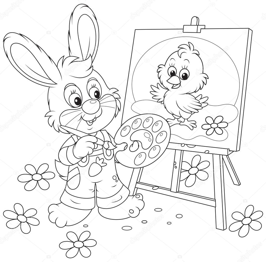 1023x1005 Easter Bunny Drawing Stock Vector Alexbannykh