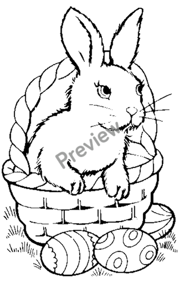 400x582 Free Printable Easter Bunny In Basket Coloring Page