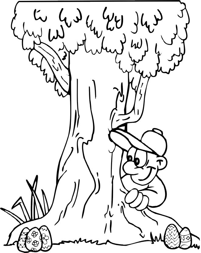 660x832 Easter Egg Coloring Page An Outdoor Egg Hunt By A Tree