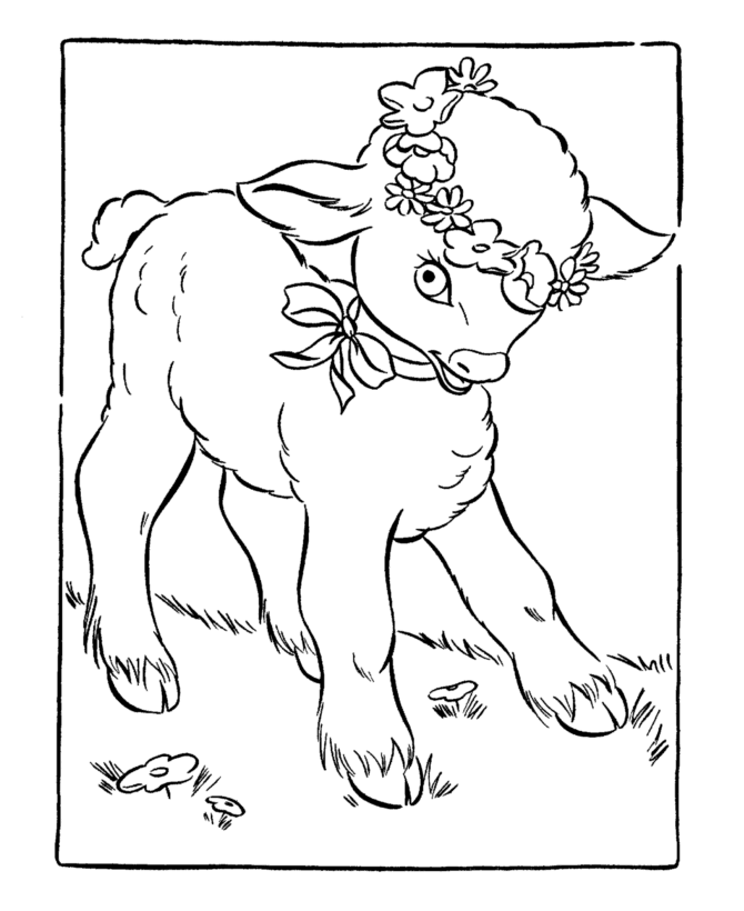 670x820 Easter Lamb Coloring Page Cute Lamb With Flowers In Its Hair
