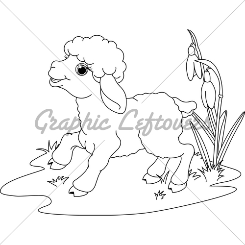 500x500 Easter Lamb. Coloring Page Gl Stock Images