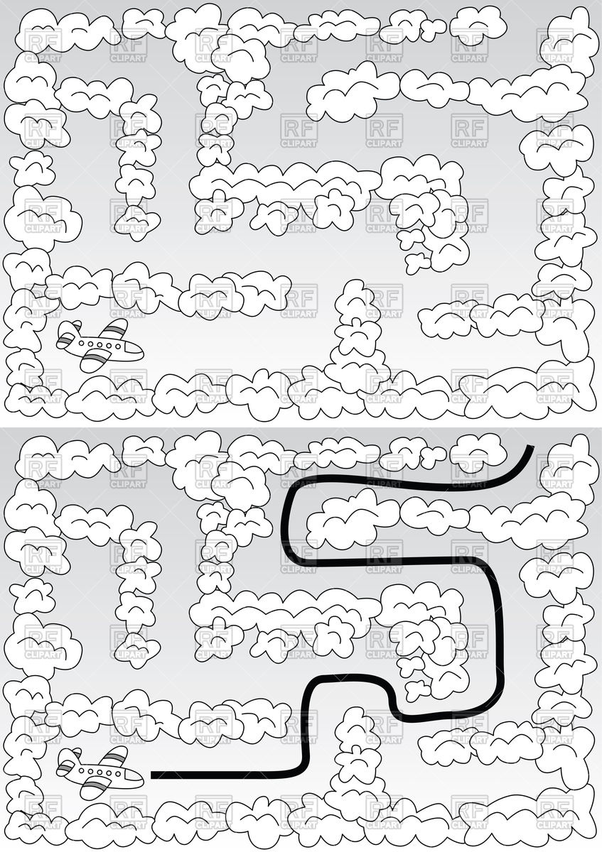 847x1200 Easy Airplane Maze For Younger Kids With Solution Royalty Free