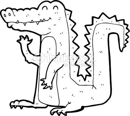 439x393 Vector Art Line Drawing Cartoon Crocodile Alligators