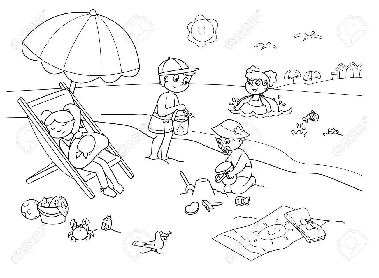 1300x955 Beach Cartoon Drawing How To Draw Summer Cartoons