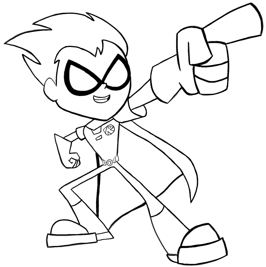 900x903 Finished Black And White Drawing Of Robin From Teen Titans Go
