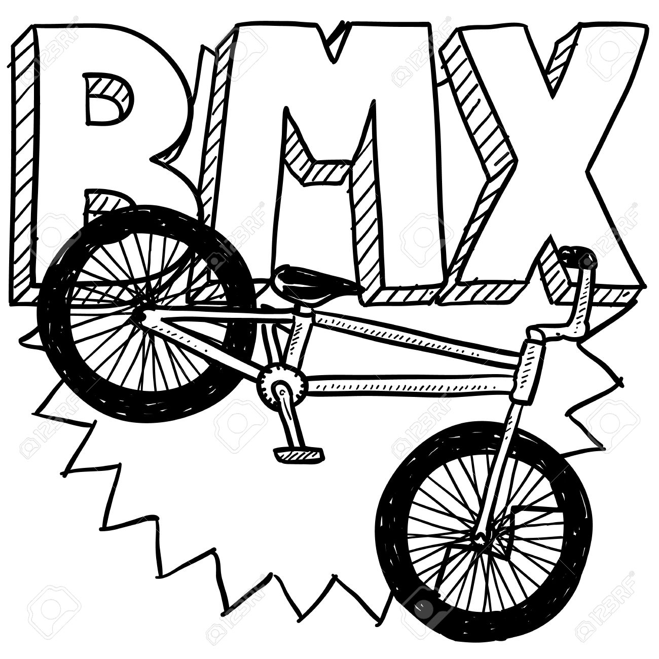 1300x1300 Doodle Style Bmx Bike Sports Illustration Includes Text