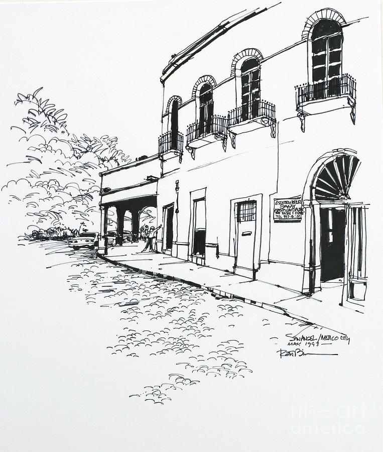 763x900 City San Angel Building Drawing By Robert Birkenes