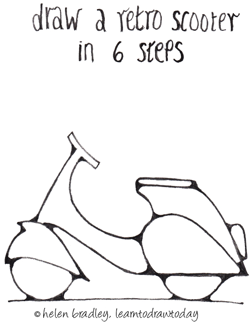500x647 Draw A Retro Scooter In 6 Steps Learn To Draw