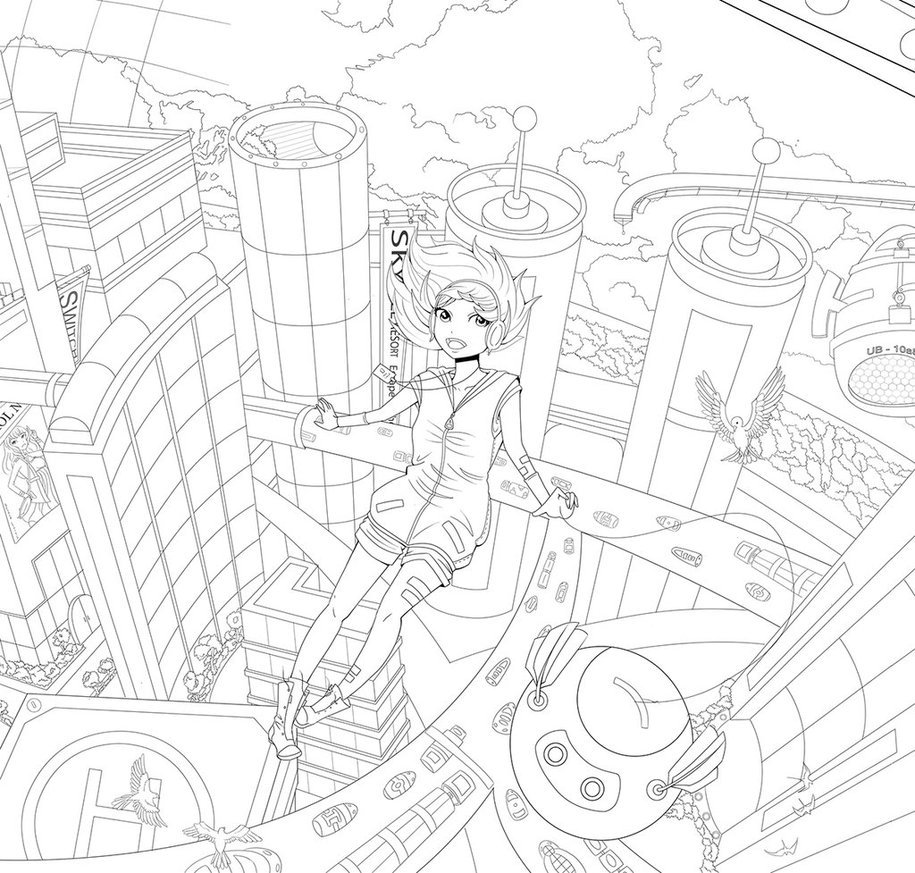 915x873 City Drawing Easy