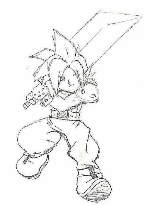 512x700 My Mini Cloud Strife Very Easy Funny Drawing 71508