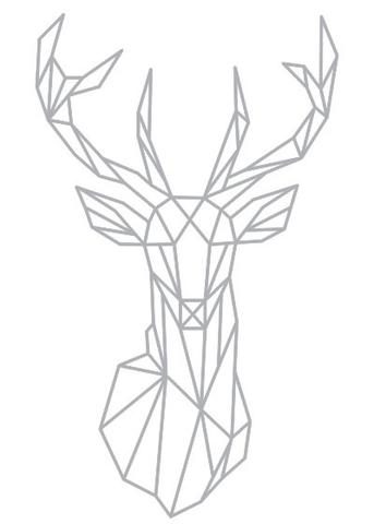 343x480 Geometric Deer Head Wall Sticker Geometry Animal Series Decals 3d