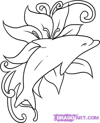 424x520 Learn How To Draw A Dolphin Tattoo, Tattoos, Pop Culture, Free