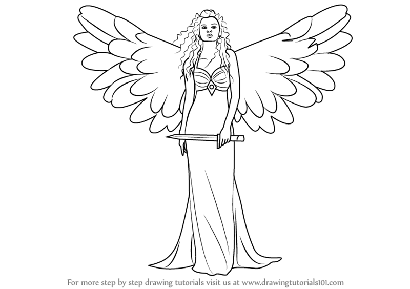 800x564 Learn How To Draw An Angel With Sword (Angels) Step By Step