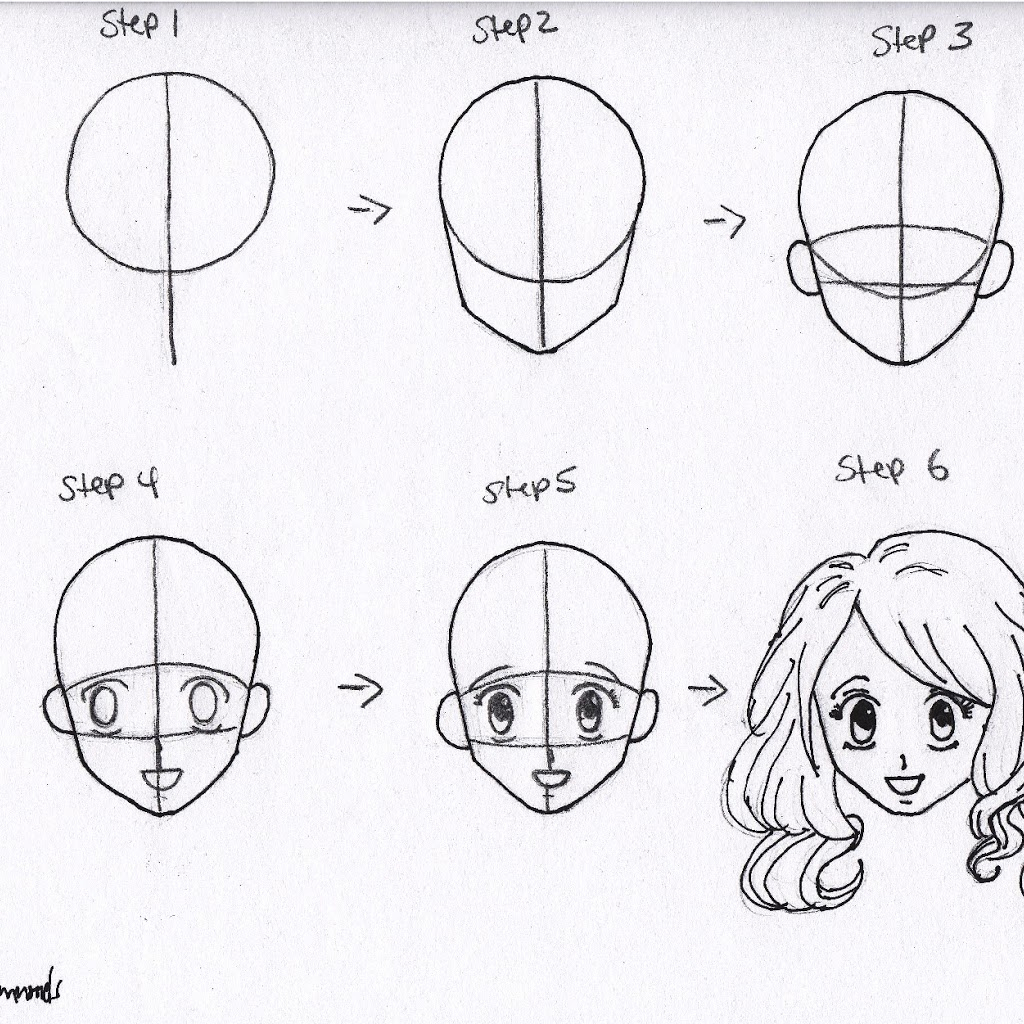 Cute Anime Girl Drawing Easy Step By Step gambar ke 12